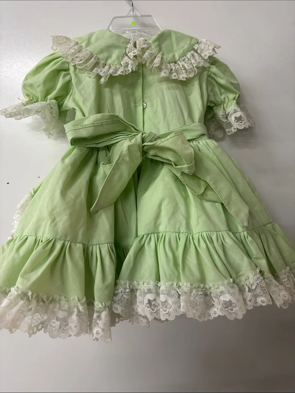 Girls' Light Green Lace-Trim Theater Costume Dress